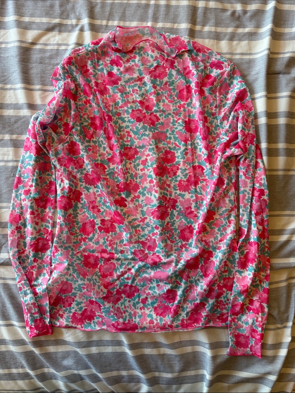 NWOT Floral Mesh Long-Sleeve Shirt